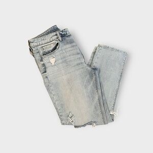 Studio Blue Distressed Light Wash Straight Jeans – Size 31